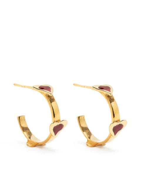 LIYA heart-detail brass hoop earrings