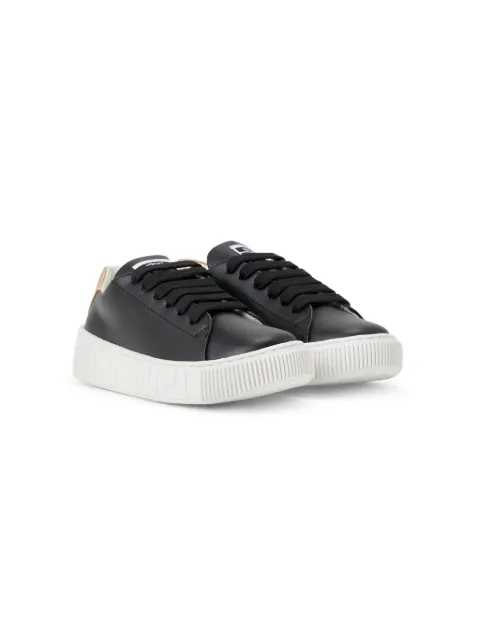 Versace Kids Greca-detail leather sneakers