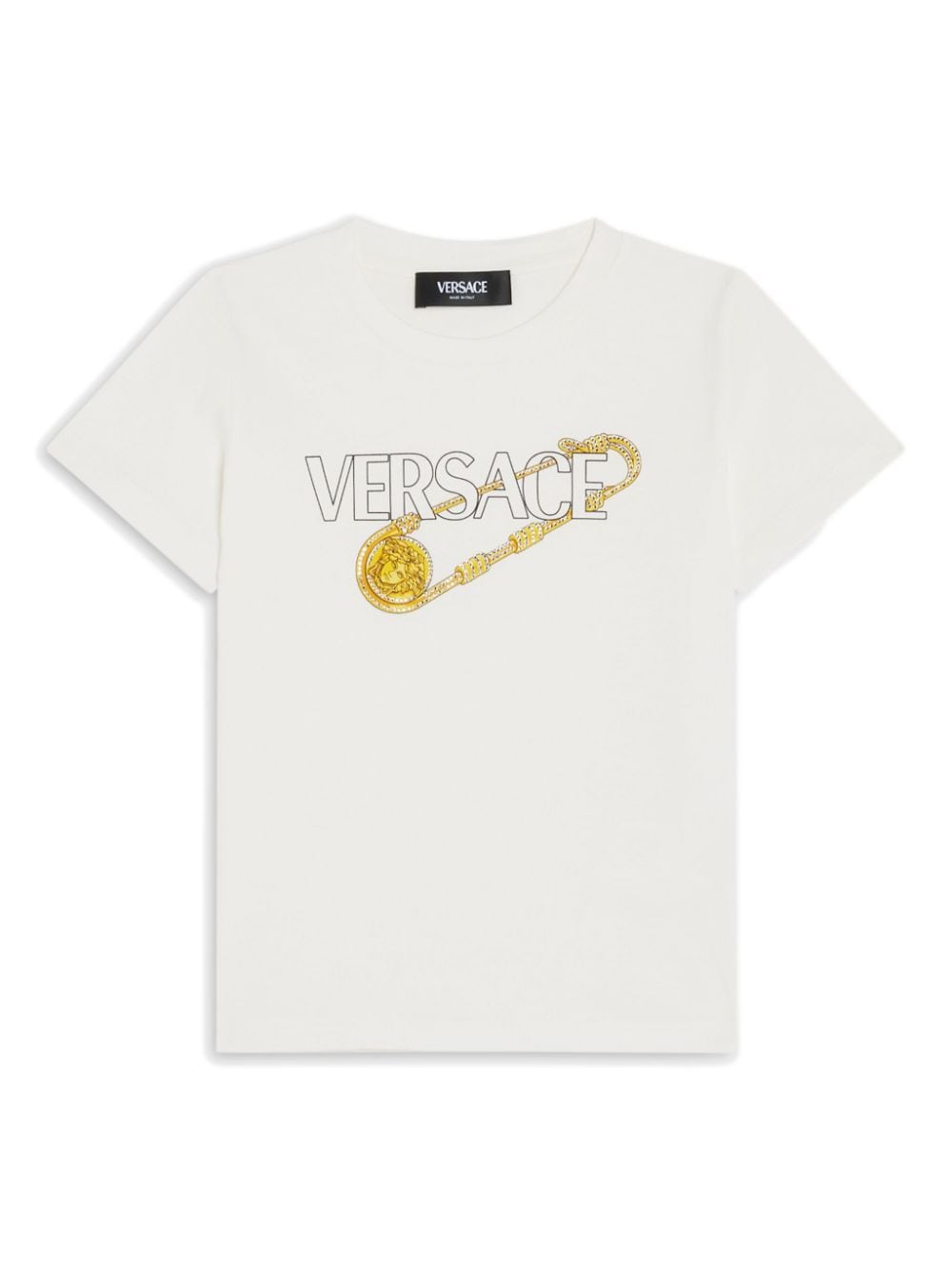 Versace Kids' Logo-print Cotton T-shirt In White