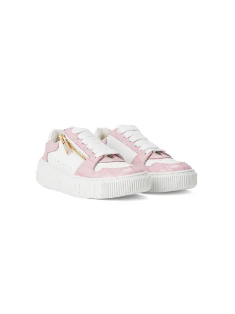 Versace Kids Greca-detail leather sneakers