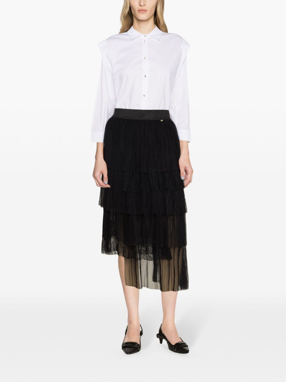 Image 2 of LIU JO asymmetric tulle midi skirt