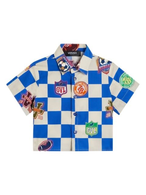 Versace Kids checkerboard-print cotton shirt