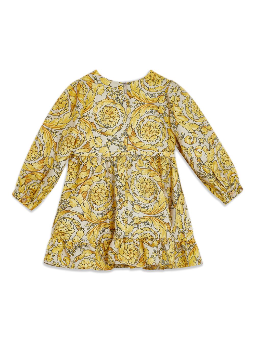 Shop Versace Barocco-print Silk Dress In Yellow