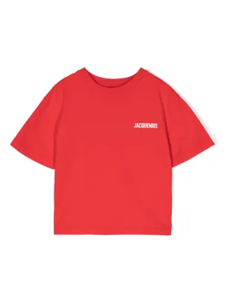 JACQUEMUS L'ENFANT logo-print Cotton T-shirt | Red | FARFETCH