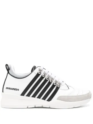 DSQUARED2 Legendary Striped Leather Sneakers | White | FARFETCH