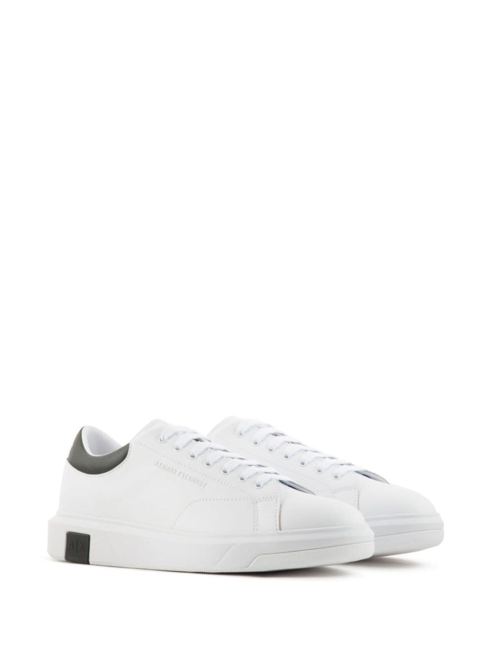 Shop Armani Exchange Action Leather Sneakers In White