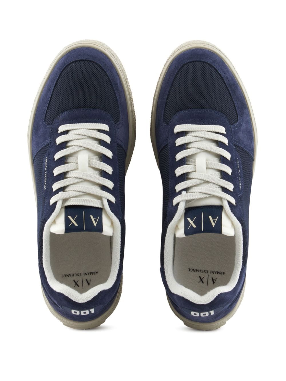 Armani Exchange logo-stamp panelled sneakers Blue