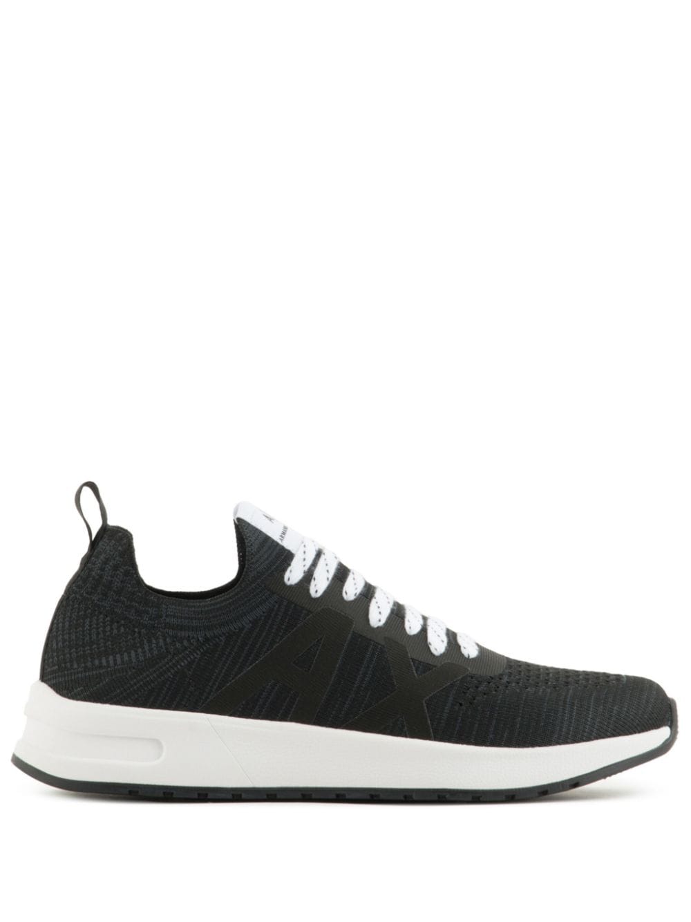 Armani Exchange Logo-jacquard Knitted Sneakers In Black