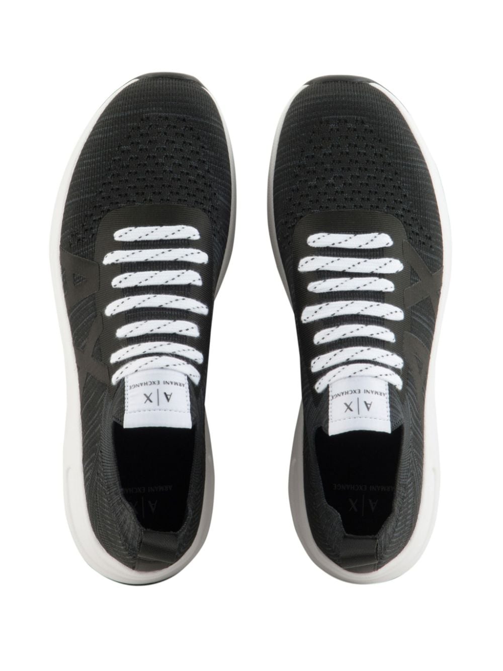 Shop Armani Exchange Logo-jacquard Knitted Sneakers In Black