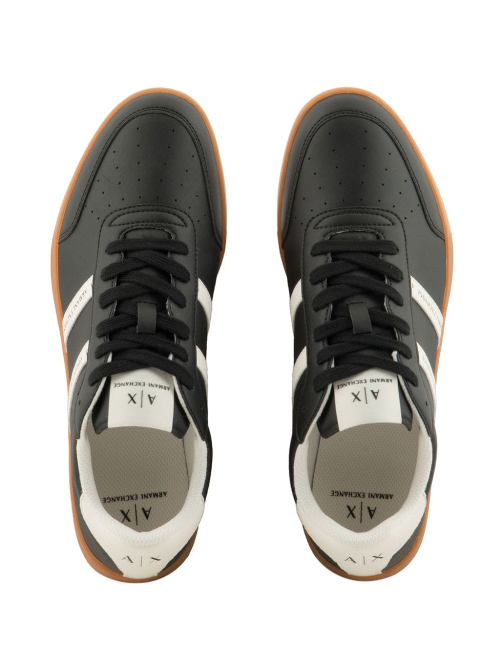 Shop Armani Exchange Logo-print Panelled Sneakers In Black