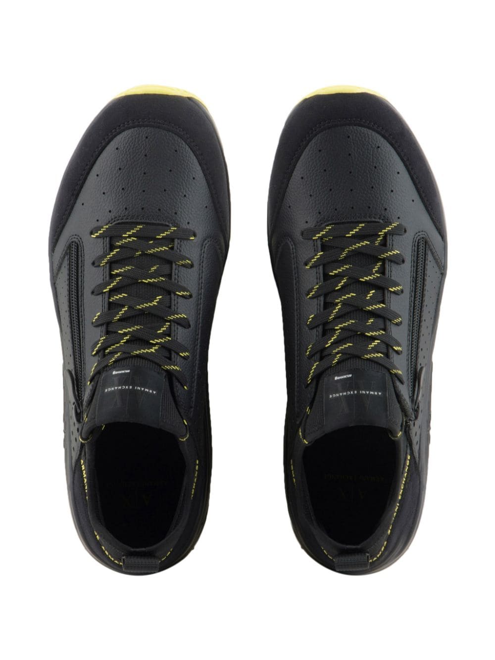 Shop Armani Exchange Faux-leather Sneakers In Black