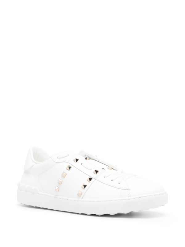 Valentino white 2024 studded sneakers