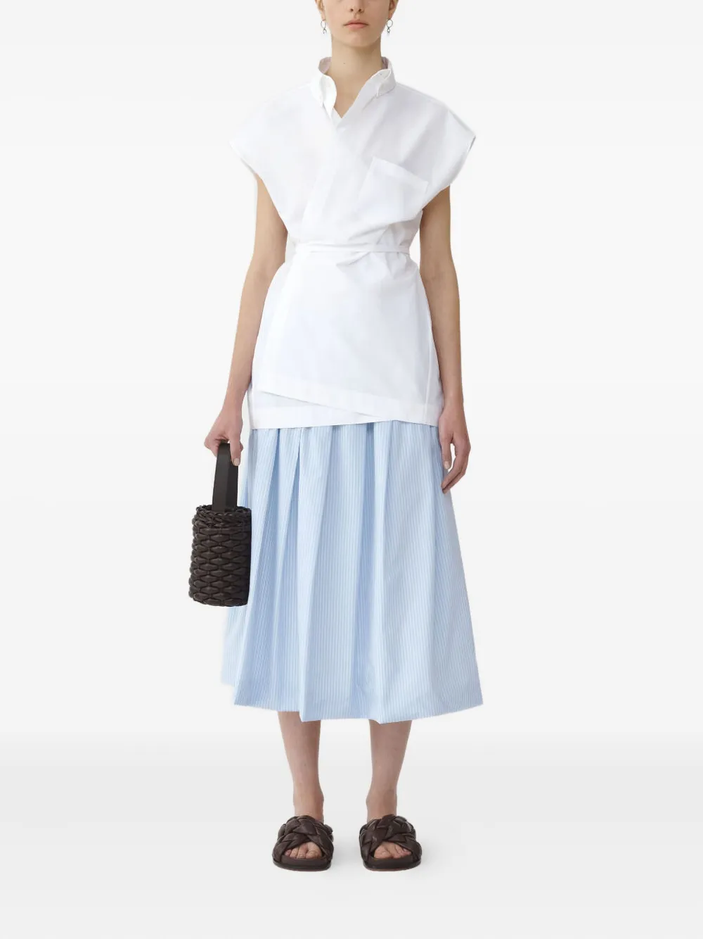 Fabiana Filippi pleated striped skirt - Blauw