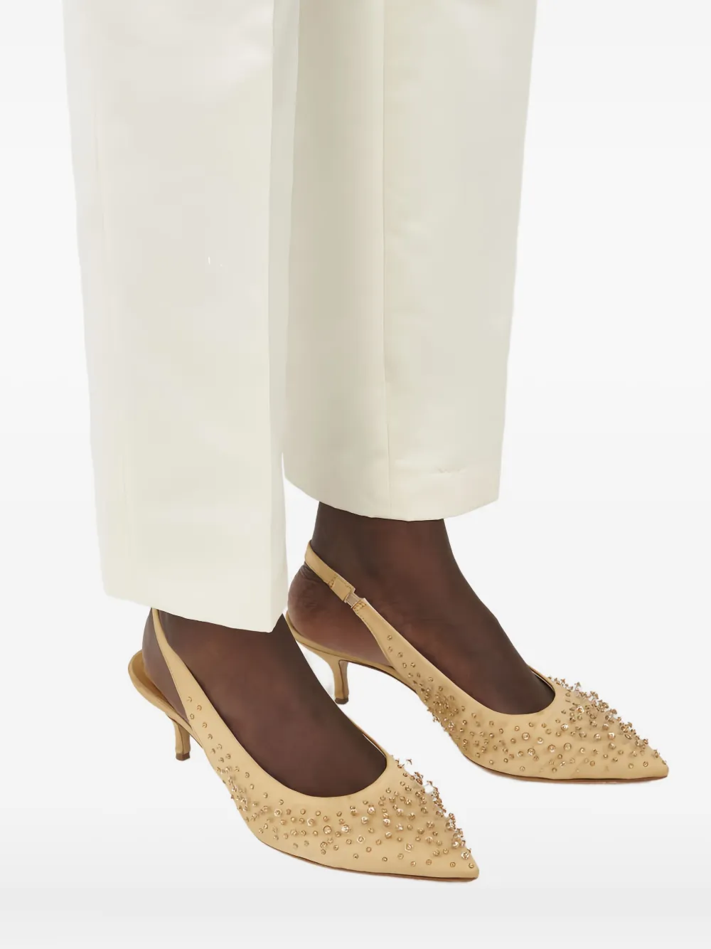 Fabiana Filippi Beaded Slingback Pumps In Yellow