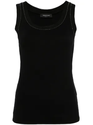 PRADA ブラック タンクトップ リブ編み TWICE サナさん着用♪【PRADA】ロゴ入りリブニット タンクトップ