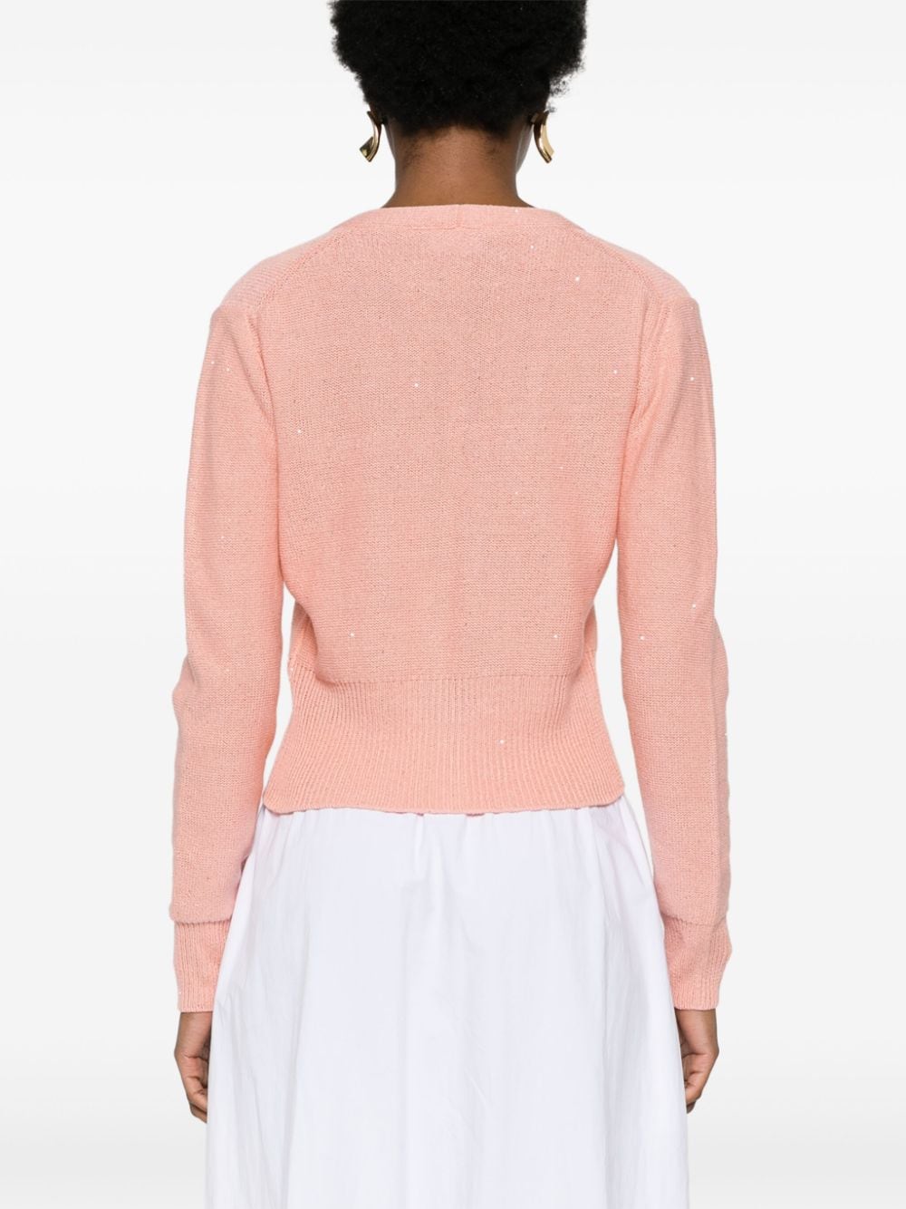 Shop Fabiana Filippi Sequin-embellished Cardigan In Pink