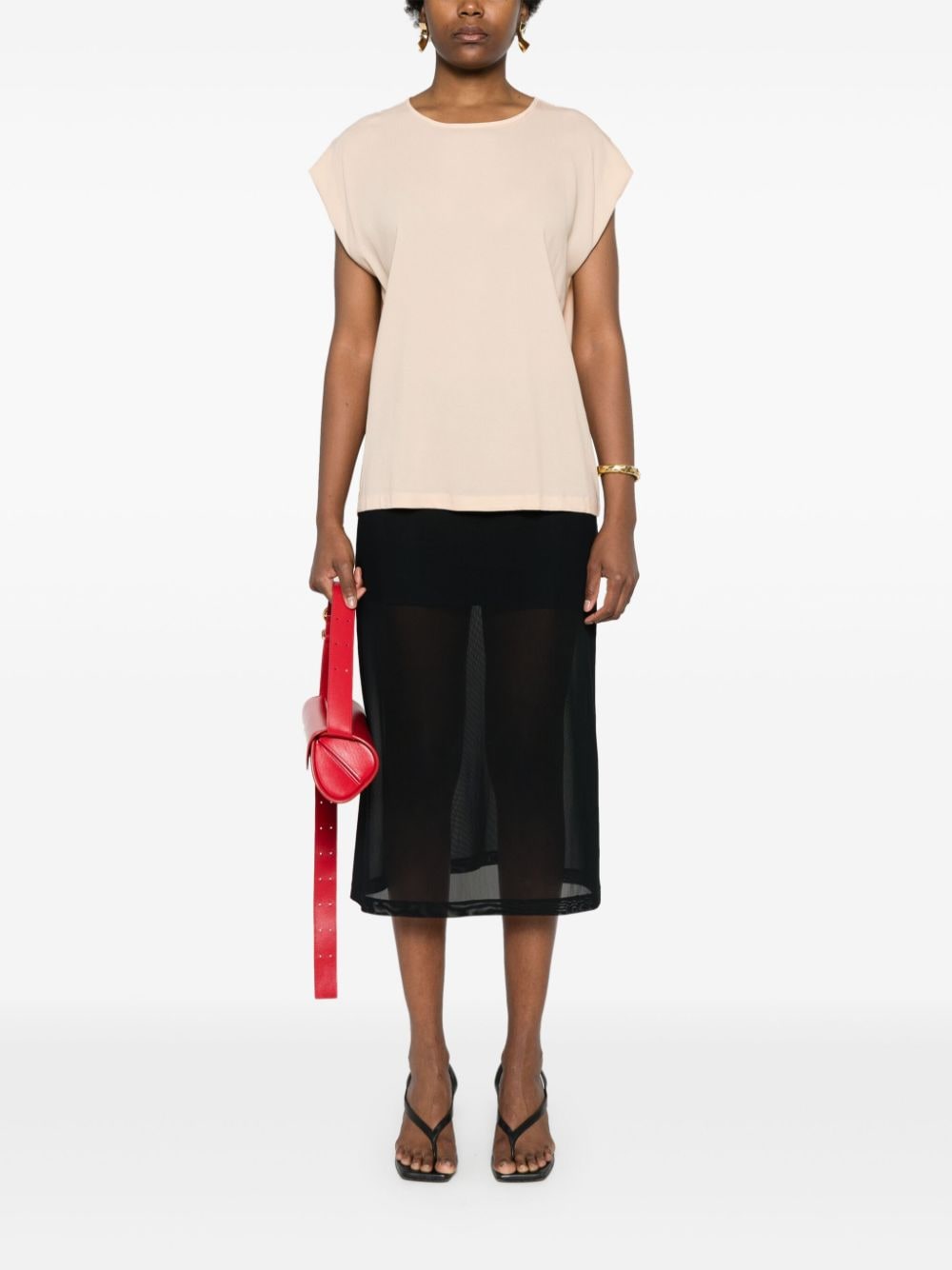 Fabiana Filippi bead-embellished crepe T-shirt - Roze