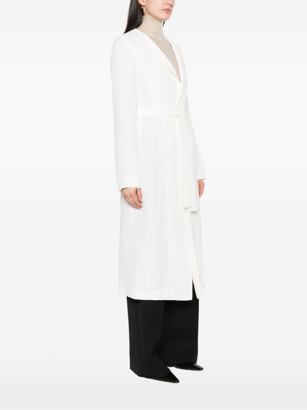 Shop Fabiana Filippi Spread-collar Belted Coat In White