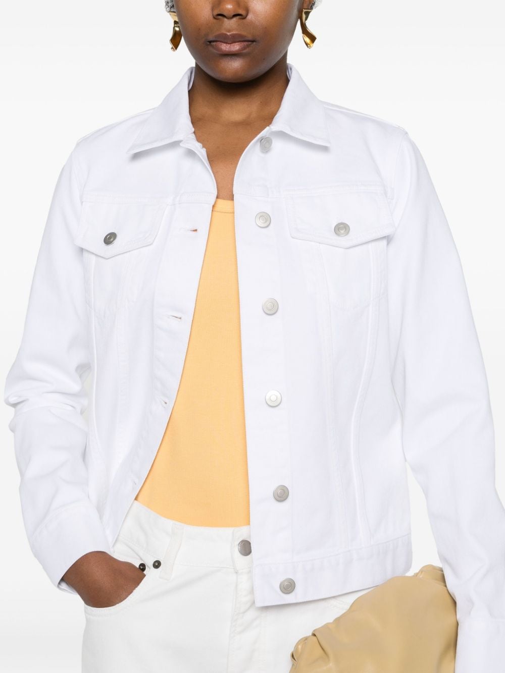 Shop Fabiana Filippi Button-up Denim Jacket In White