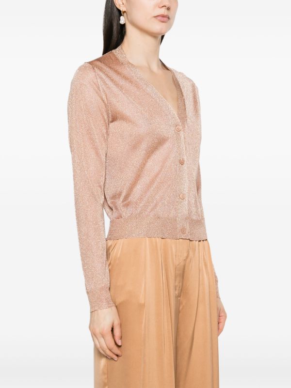 Fabiana Filippi metallic-threading semi-sheer Cardigan | Orange | FARFETCH