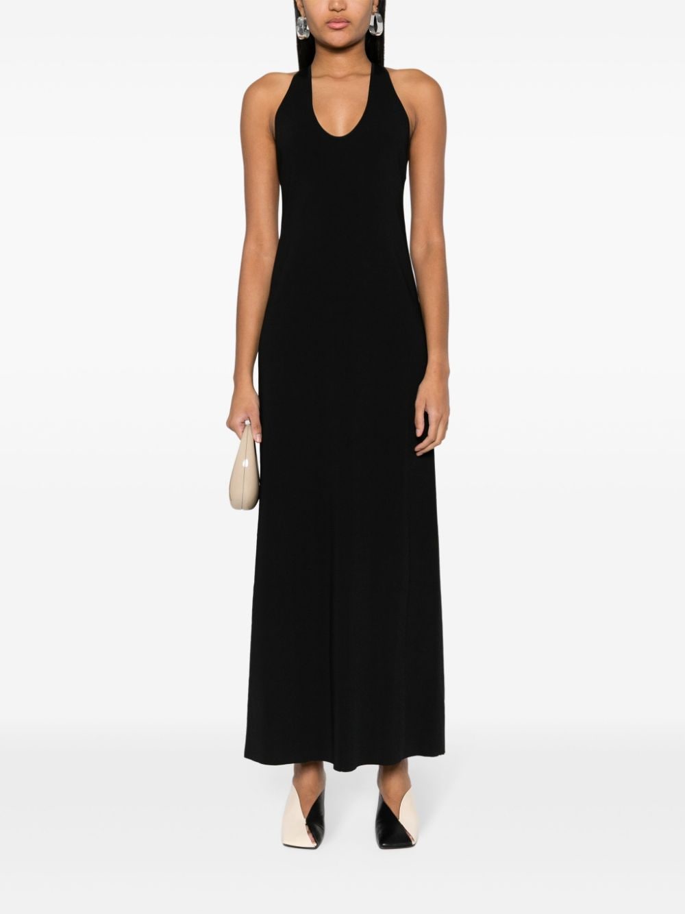 Shop Fabiana Filippi Round-neck Sleeveless Dress In 825 Black