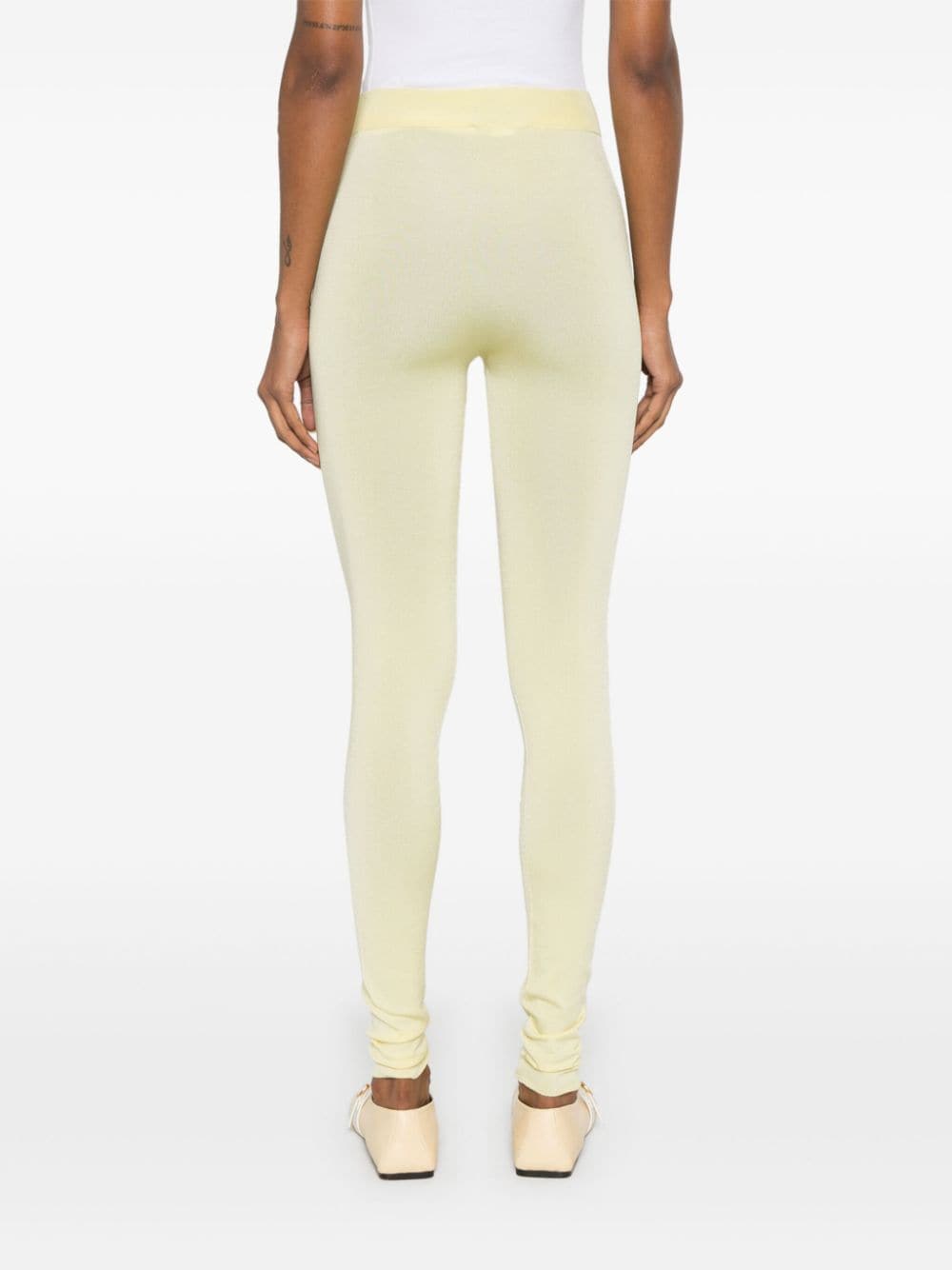 Shop Fabiana Filippi High-waisted Fine-knit Leggings In Yellow