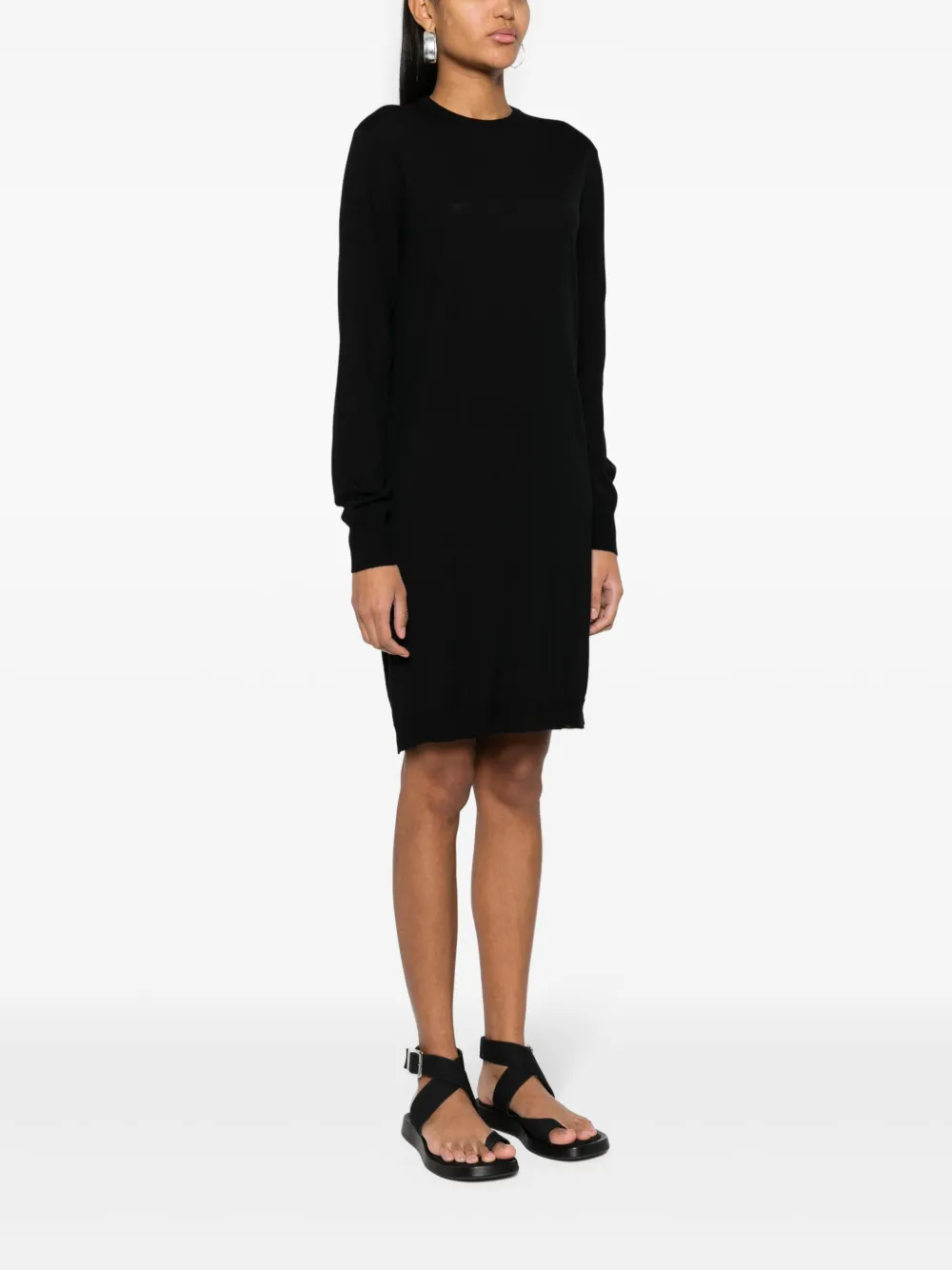 Shop Fabiana Filippi Knitted Wool Dress In 黑色