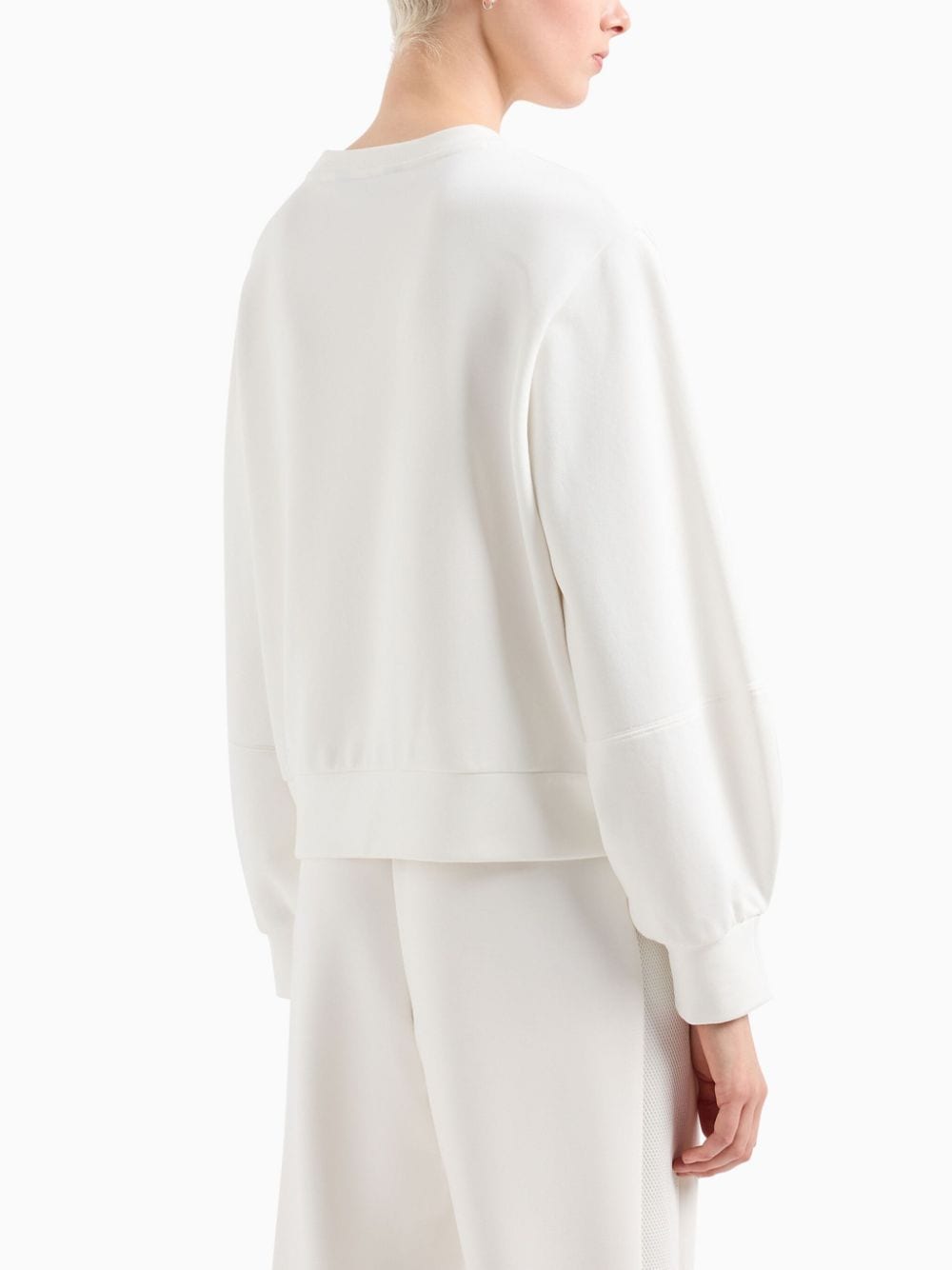 Shop Armani Exchange Logo-embellished Crew-neck Sweatshirt In White