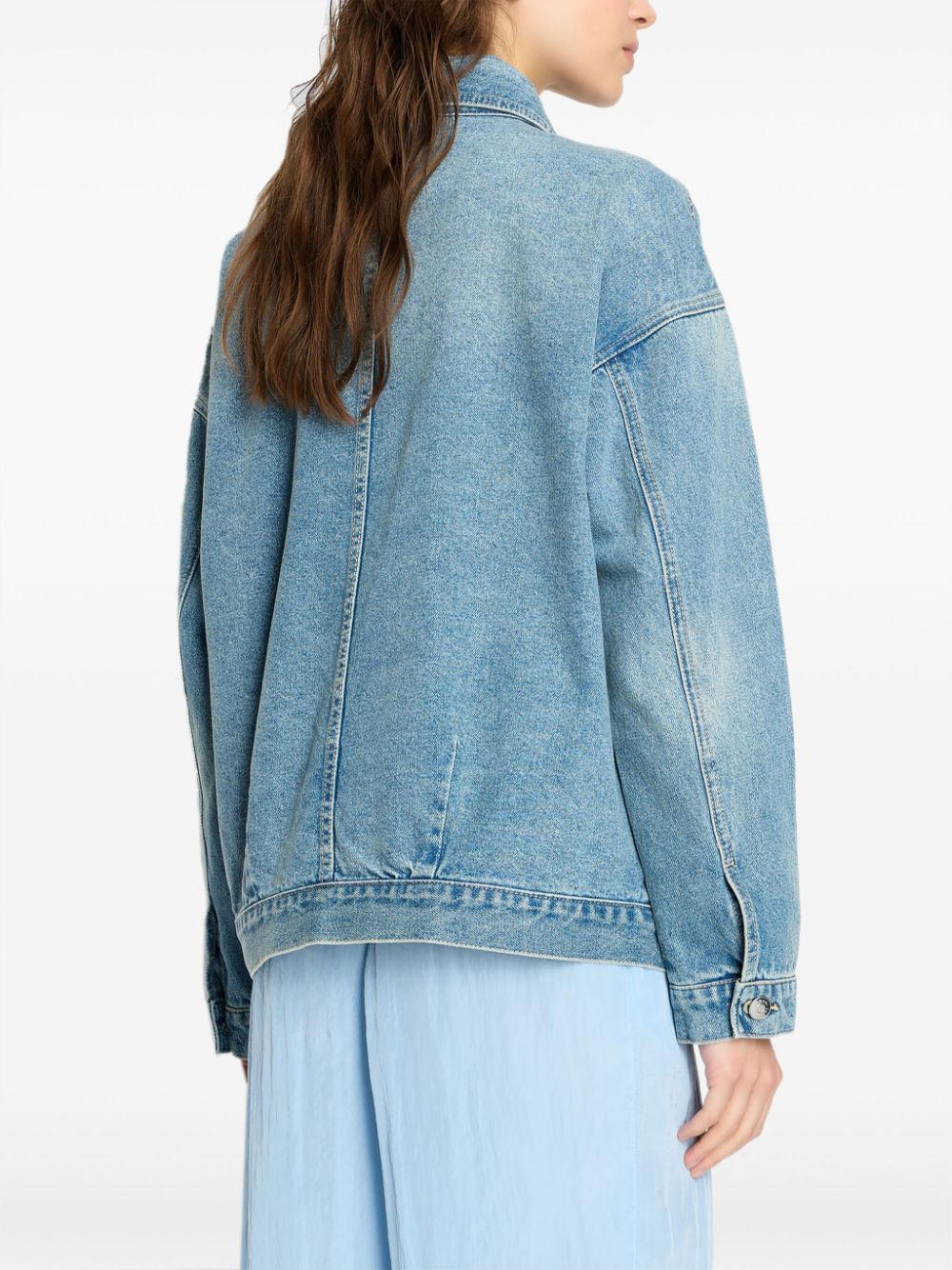 Shop Armani Exchange Faded Denim Jacket In Blue