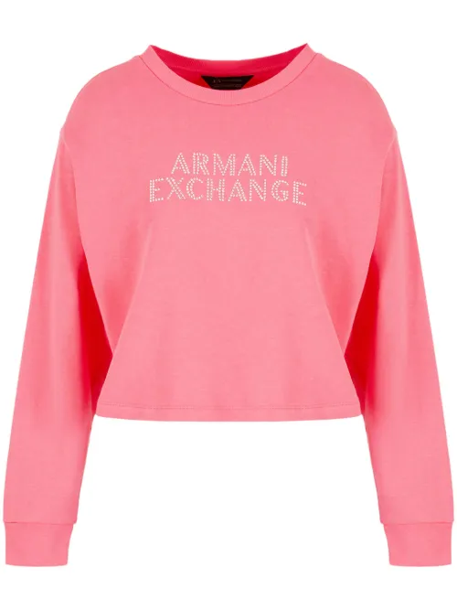 T-shirt en coton à logo strassé - Armani Exchange - Modalova
