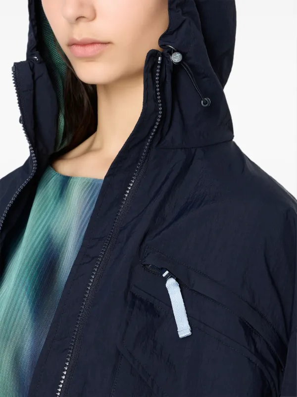 Armani Exchange Panelled Hooded Cropped Jacket Blue FARFETCH TR