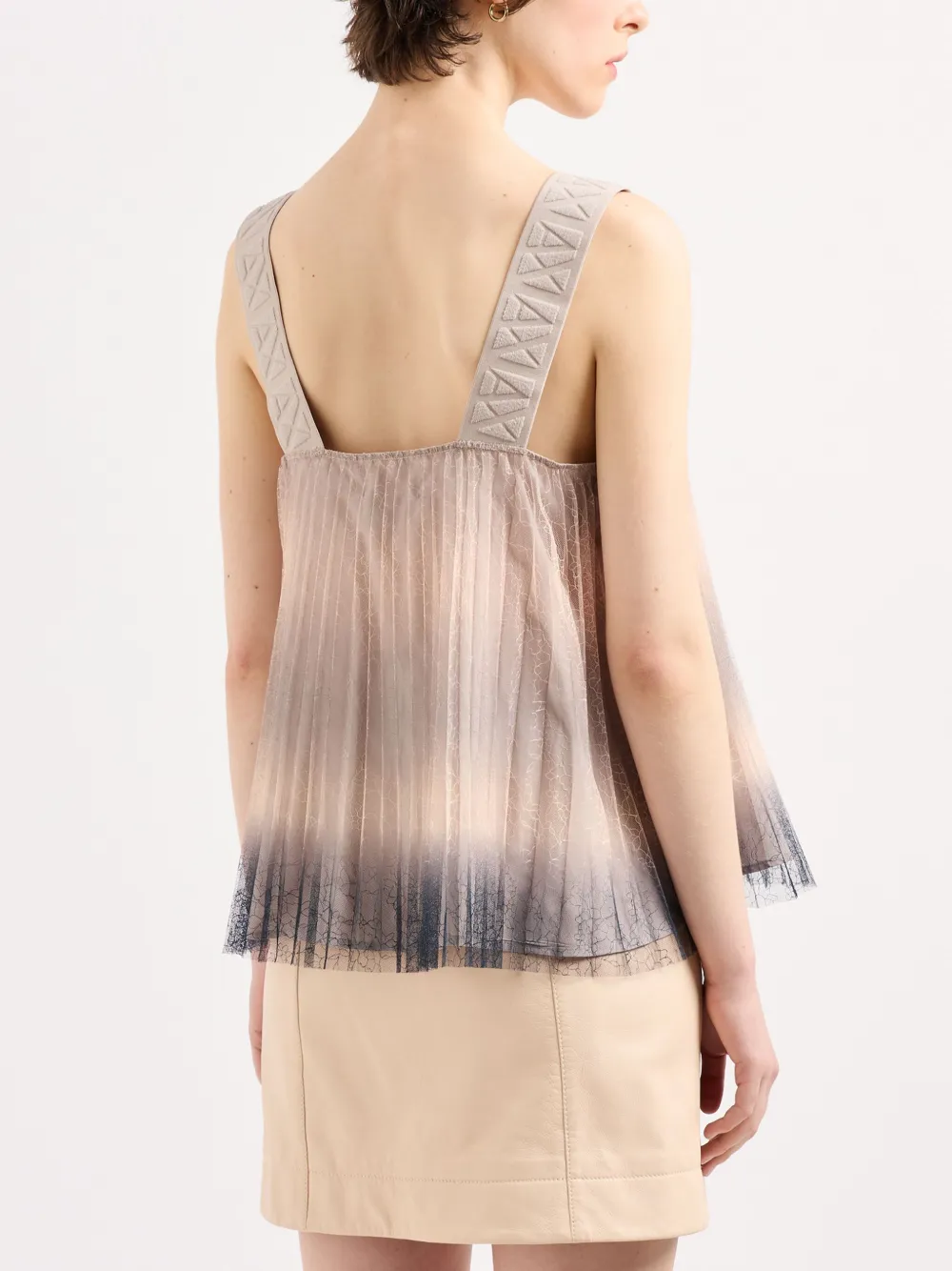 Shop Armani Exchange Gradient Lace Pleated Blouse In Neutrals