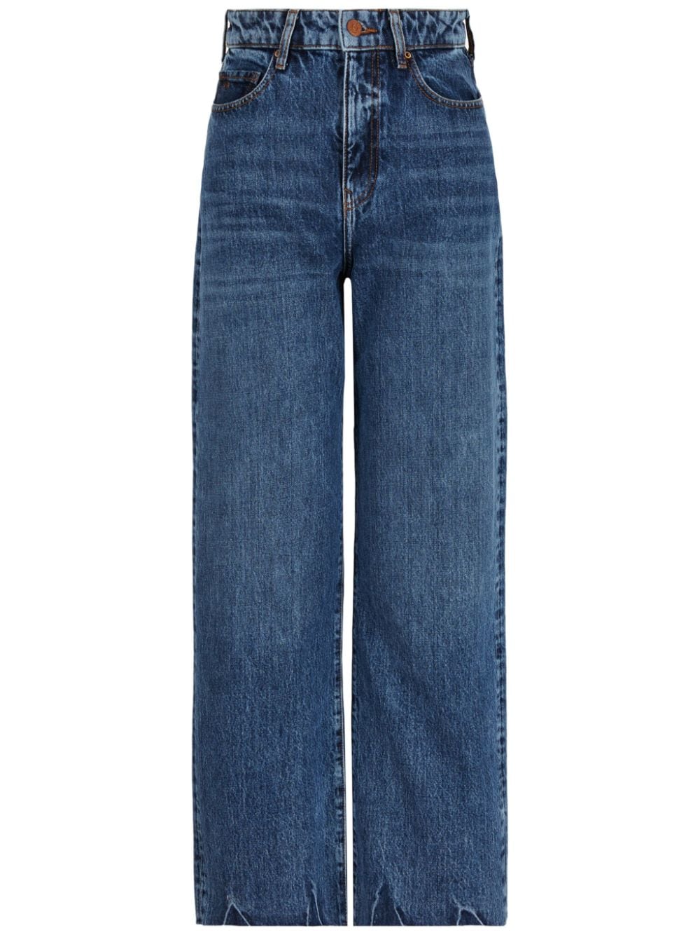 Armani Exchange Logo-appliqué Whiskering-effect Straight-leg Jeans In Blue