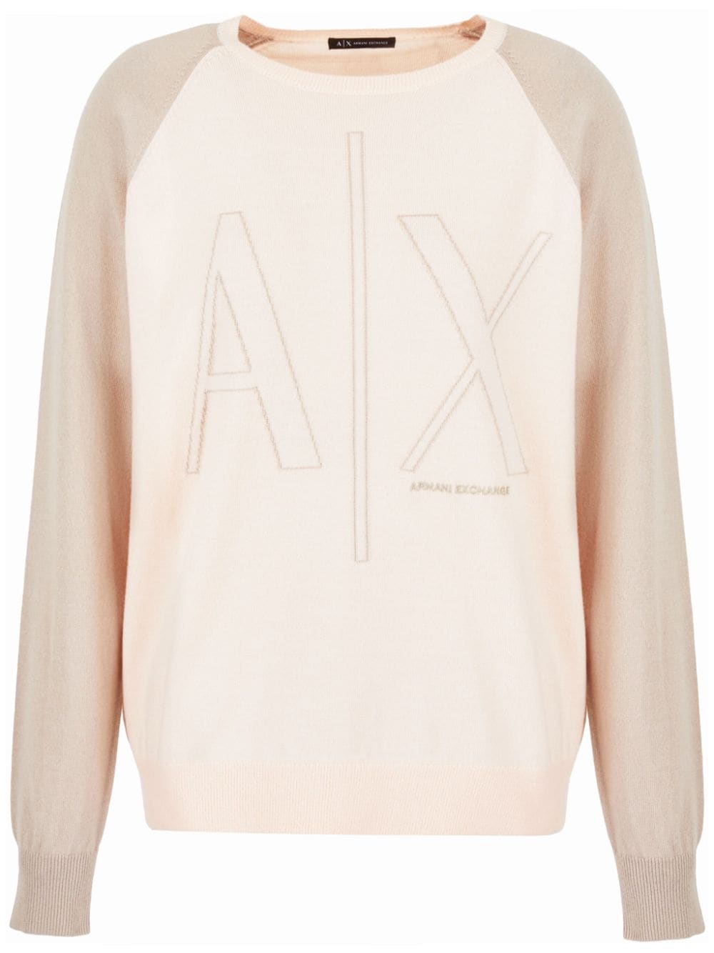 Armani Exchange Two-tone Fine-knit Jumper In Neutrals