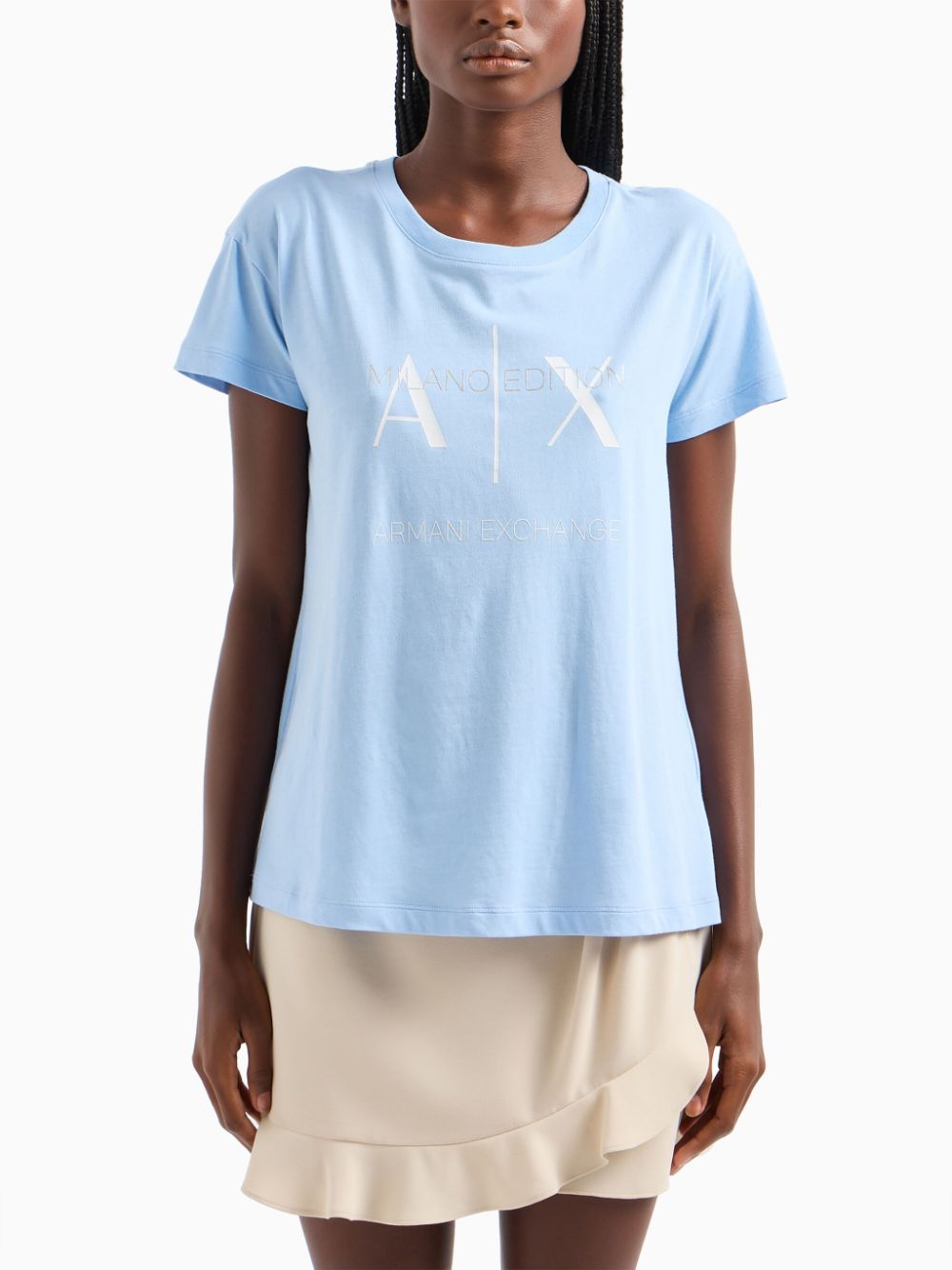 Shop Armani Exchange Logo-print Cotton T-shirt In Blue