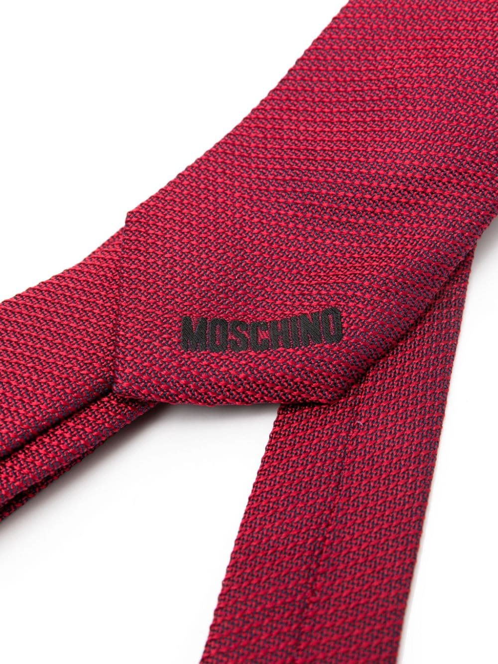 Shop Moschino Embroidered Silk Tie In Red