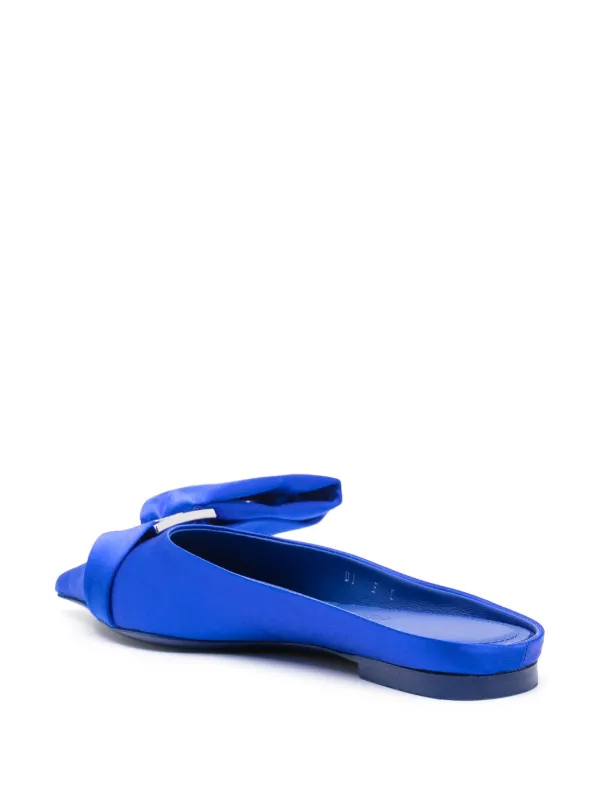 Ferragamo asymmetric-bow Satin Mules | Blue | FARFETCH