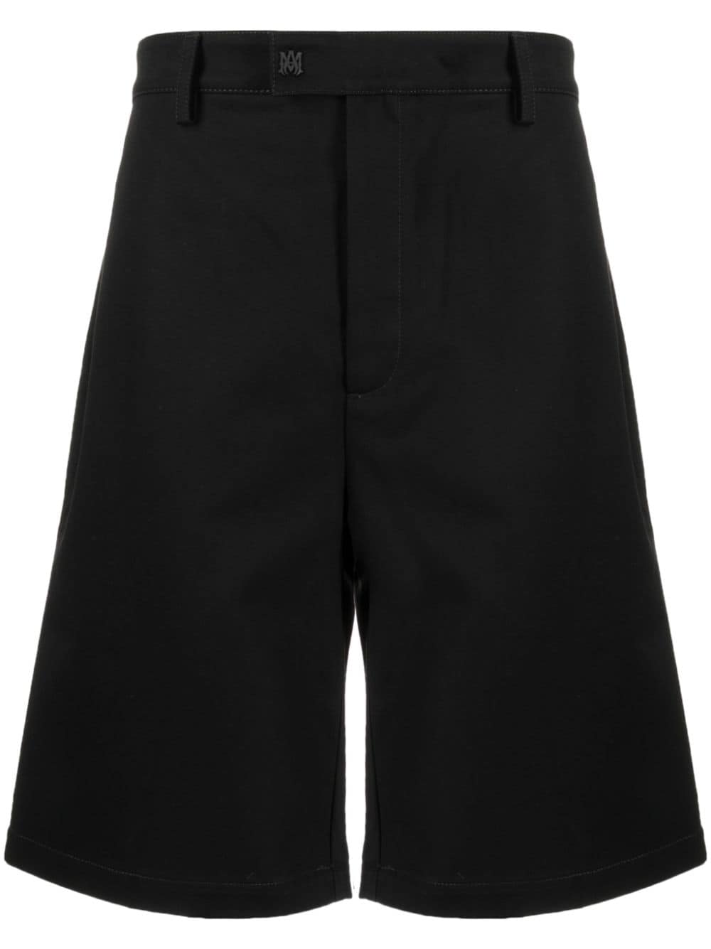 Shop Amiri Logo-embroidered Cotton Shorts In Black