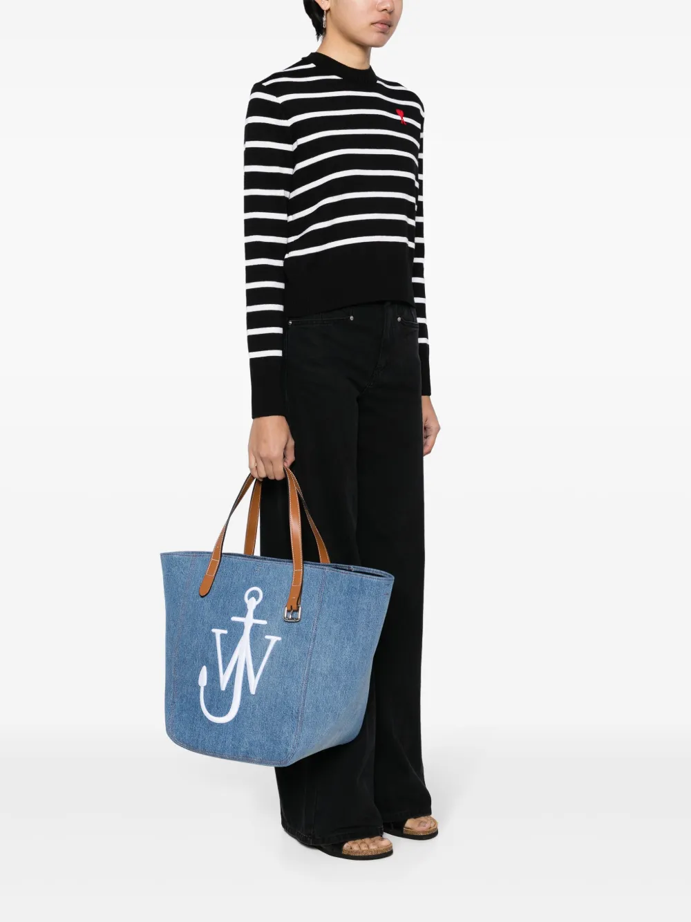 JW Anderson Belt denim tote bag - Blauw
