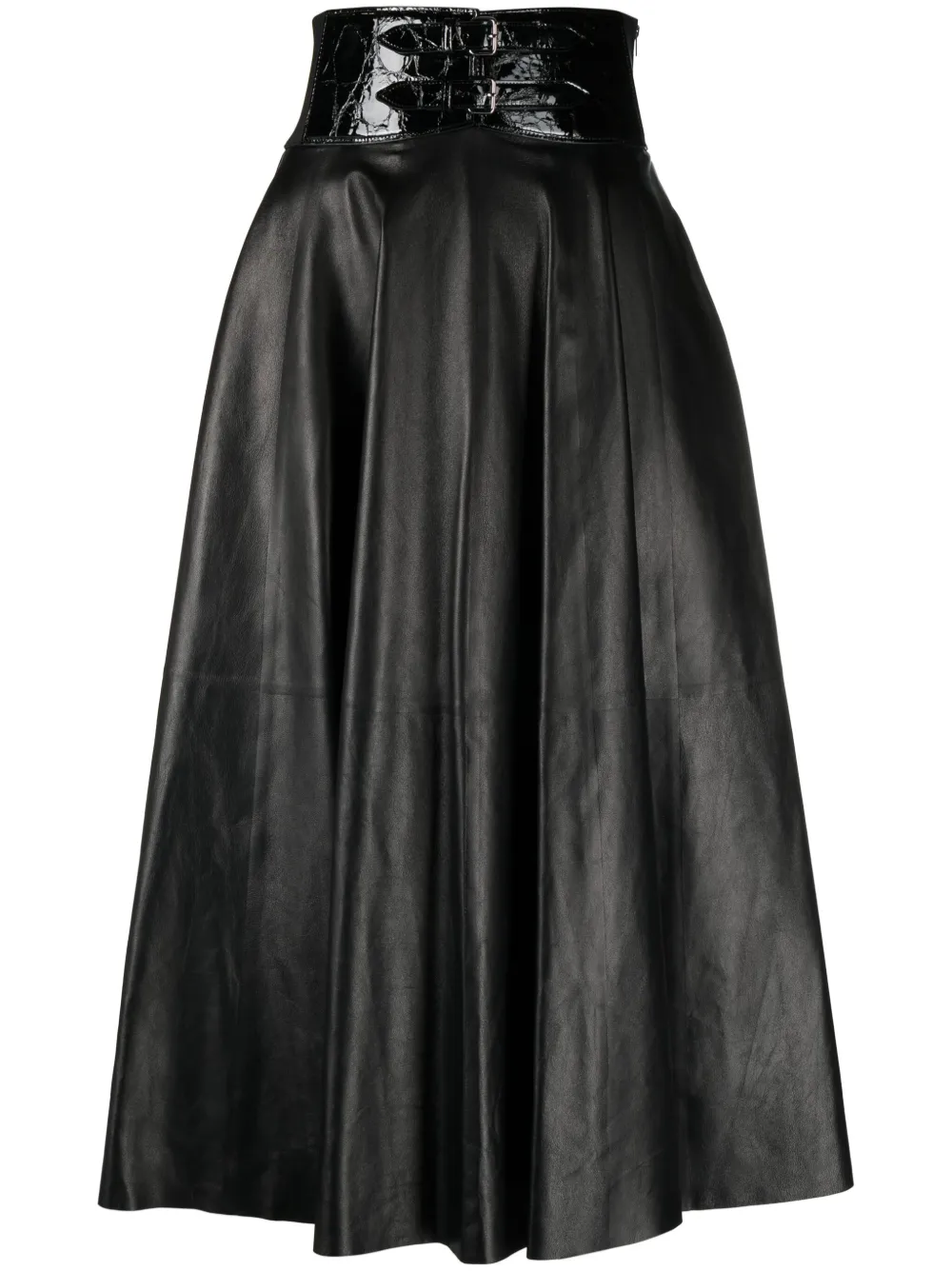 Alaïa belted leather midi skirt | Black | Image 1