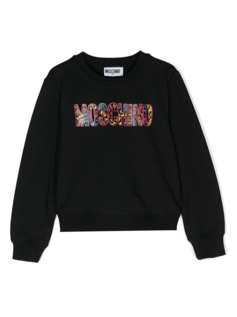 Moschino Kids logo-print cropped sweatshirt