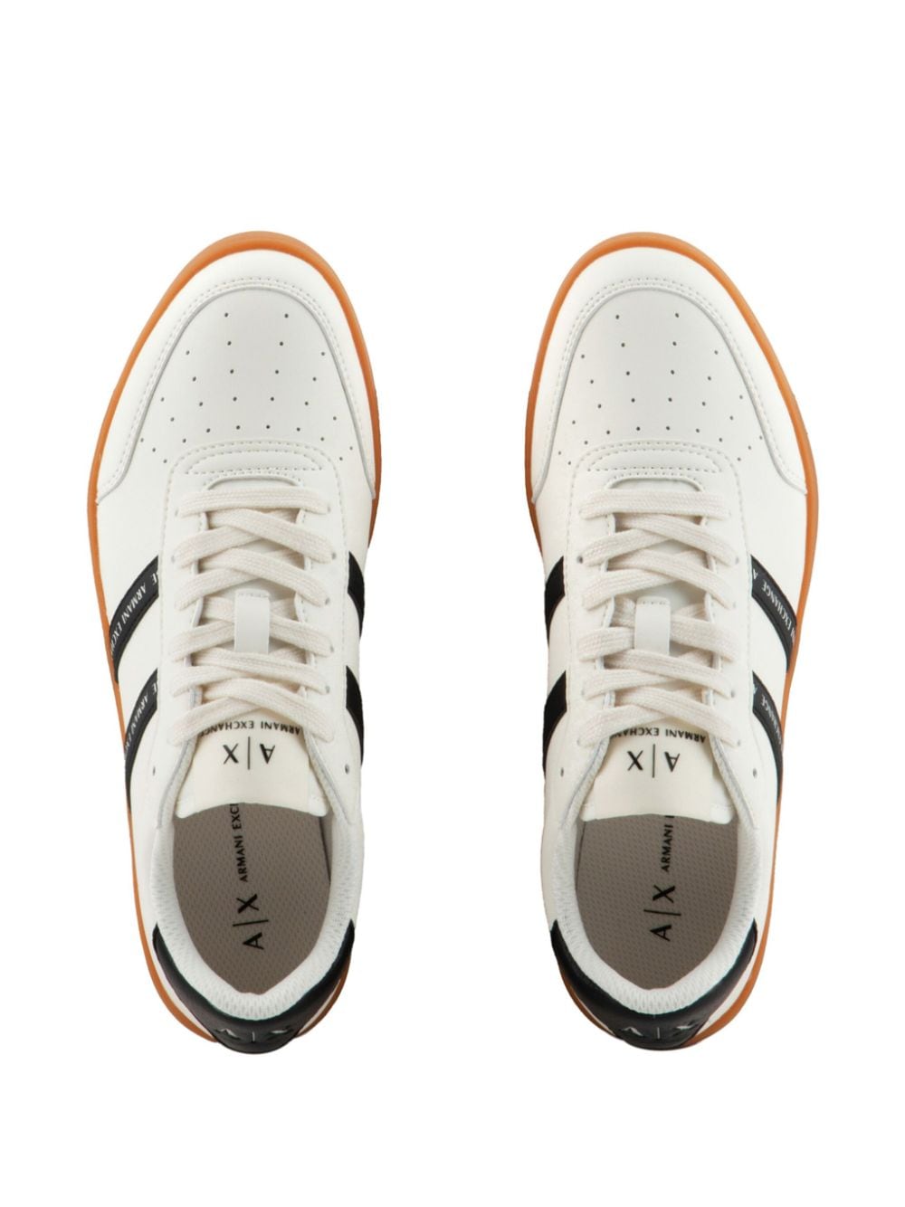 Shop Armani Exchange Logo-print Low-top Sneakers In Neutrals