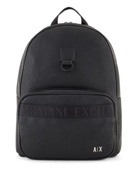 Armani Exchange logo-tape faux-leather backpack