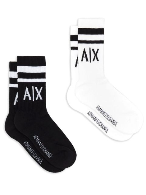 Armani Exchange logo-intarsia socks (pack of two)