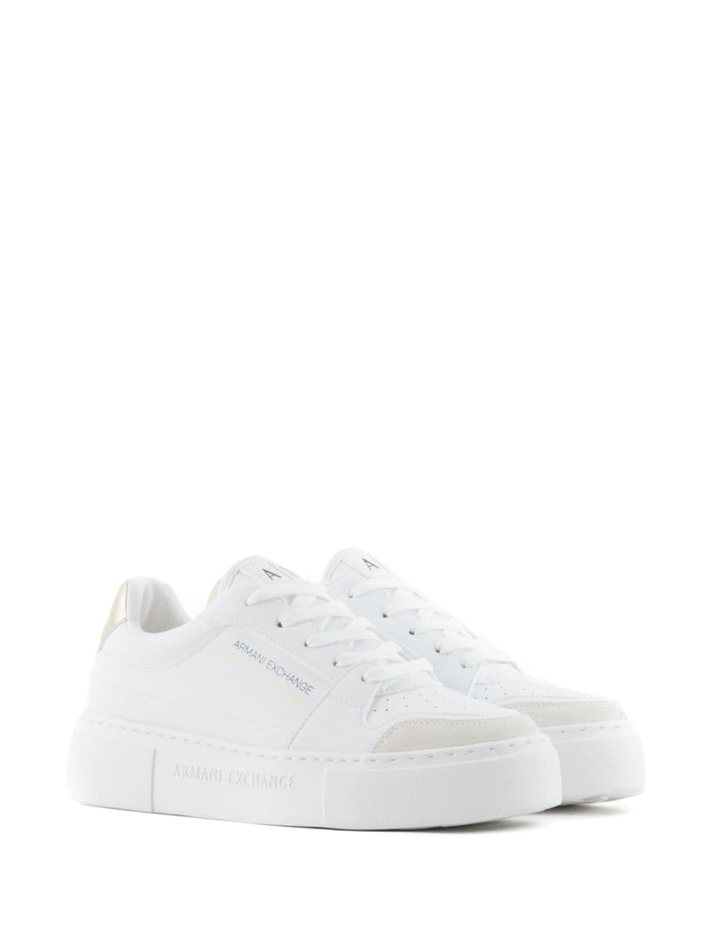 Shop Armani Exchange Logo-print Low-top Sneakers In White