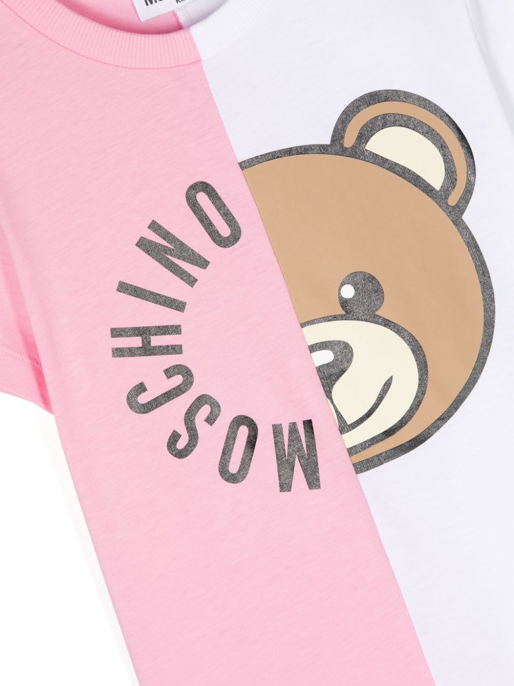 Shop Moschino Half-half Teddy Bear T-shirt In Pink