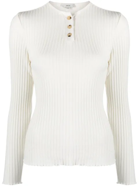 Vince Henley-neck ribbed jumper