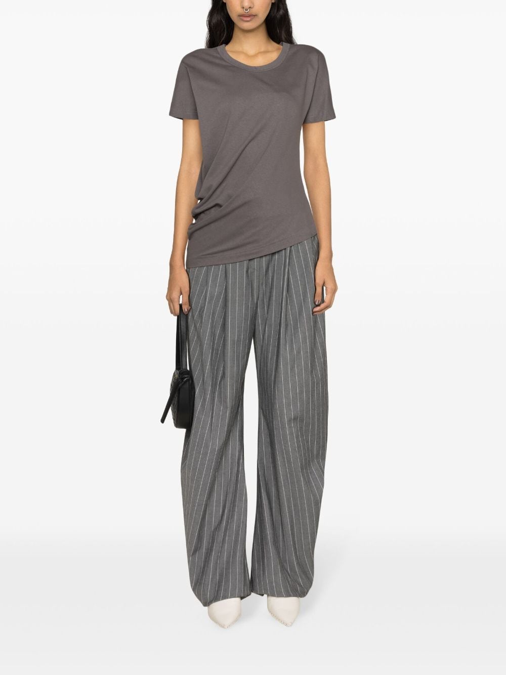 Shop Fabiana Filippi Asymmetric Cotton T-shirt In Grey