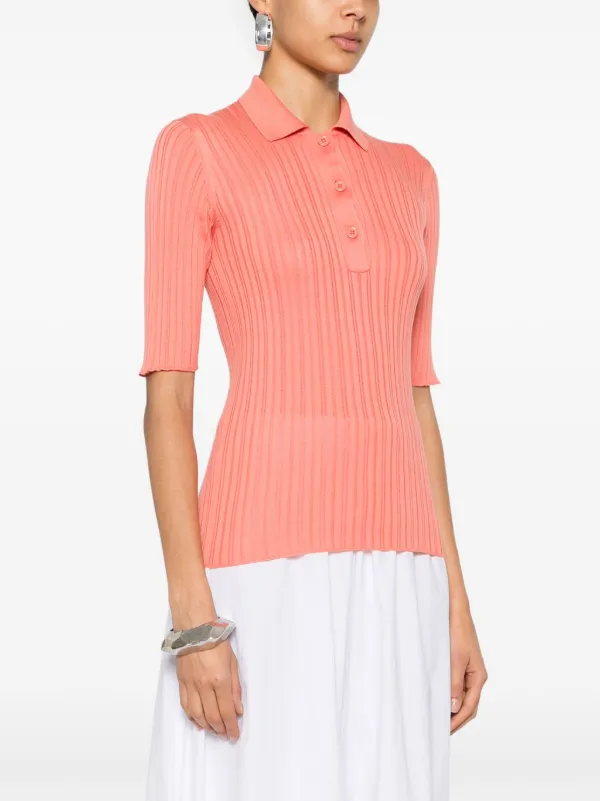 Fabiana Filippi Ribbed Polo Shirt | Pink | FARFETCH JO