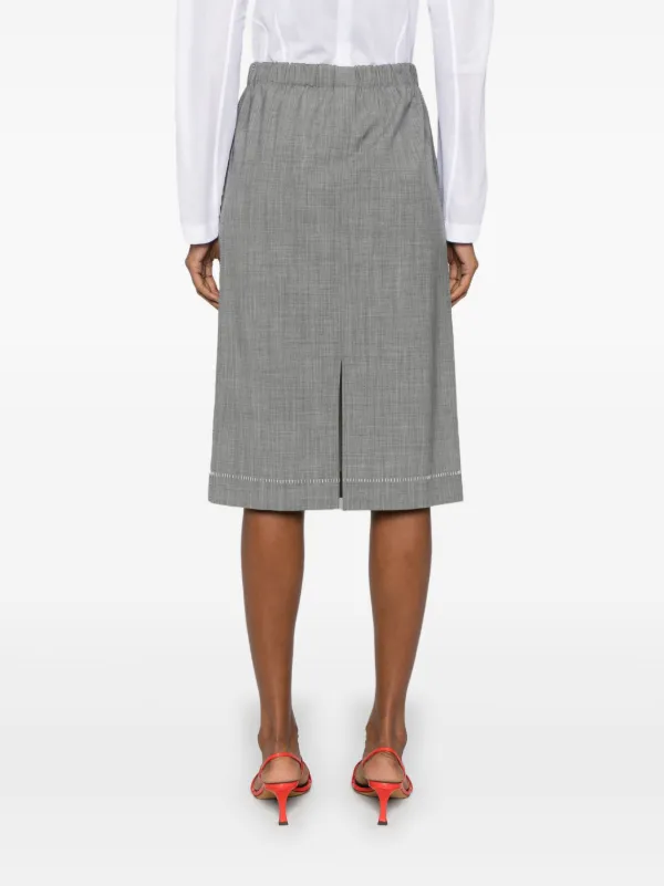 Fabiana Filippi decorative-stitching Chambray Skirt | Grey